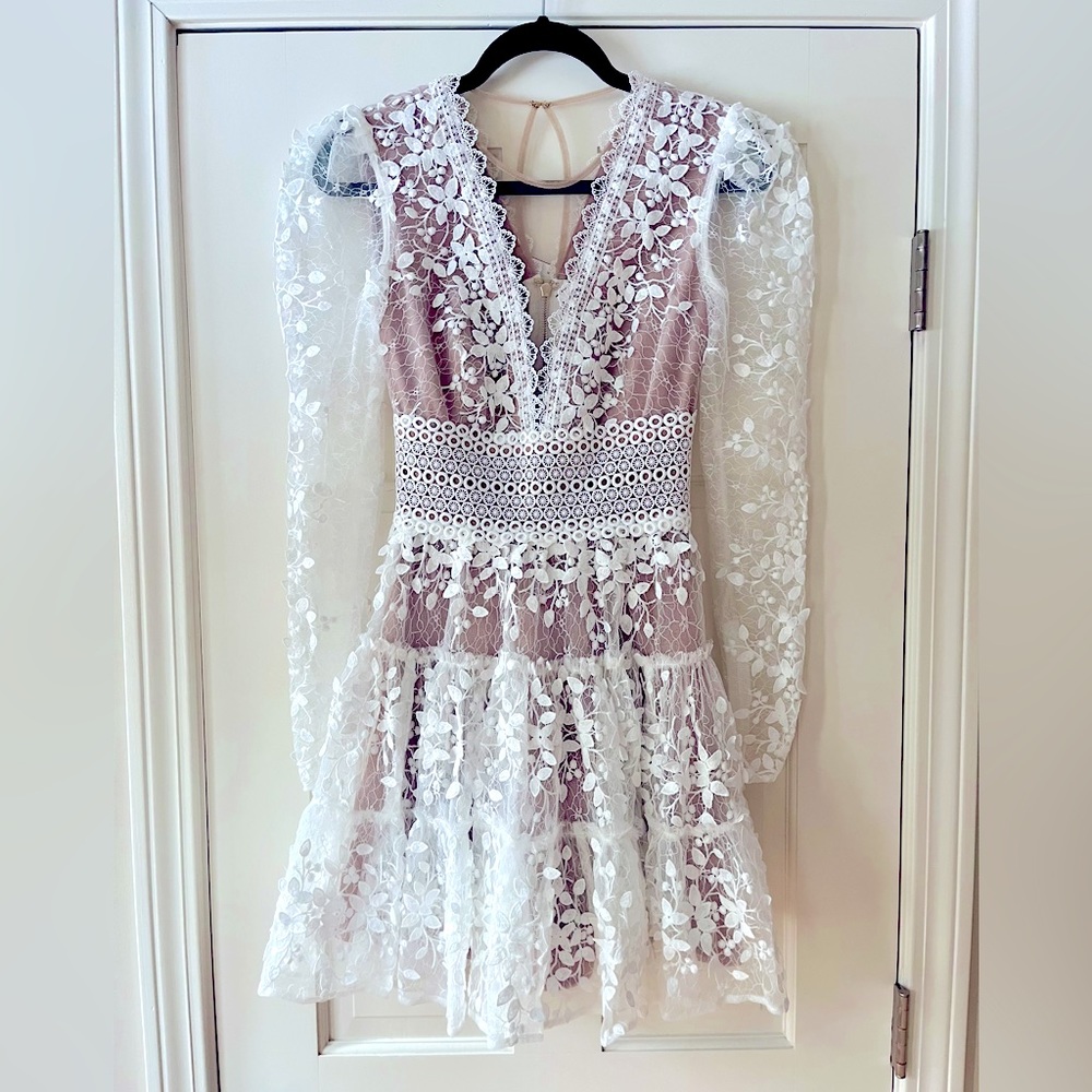 💕 NWT Bronx & Banco Megan Blanc Mini White Long Sleeve Size 2/XS